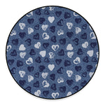Heart Denim Jeans Pattern Print Round Floor Mat
