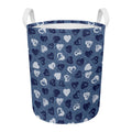 Heart Denim Jeans Pattern Print Round Laundry Basket