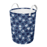 Heart Denim Jeans Pattern Print Round Laundry Basket