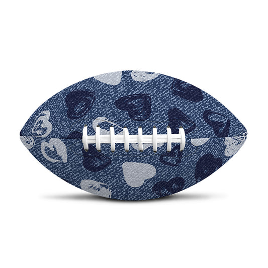 Heart Denim Jeans Pattern Print Rugby Ball