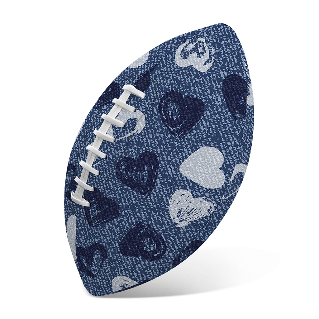Heart Denim Jeans Pattern Print Rugby Ball