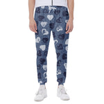 Heart Denim Jeans Pattern Print Scuba Joggers