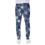 Heart Denim Jeans Pattern Print Scuba Joggers