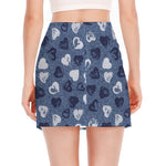 Heart Denim Jeans Pattern Print Side Slit Mini Skirt