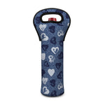 Heart Denim Jeans Pattern Print Single Neoprene Wine Tote