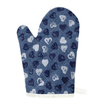 Heart Denim Jeans Pattern Print Single Oven Mitt