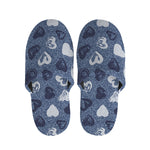 Heart Denim Jeans Pattern Print Slippers