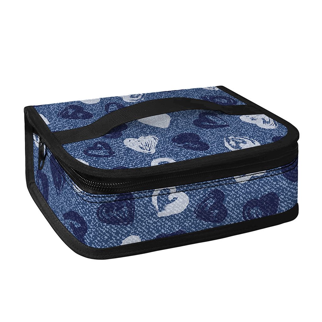 Heart Denim Jeans Pattern Print Small Lunch Bag