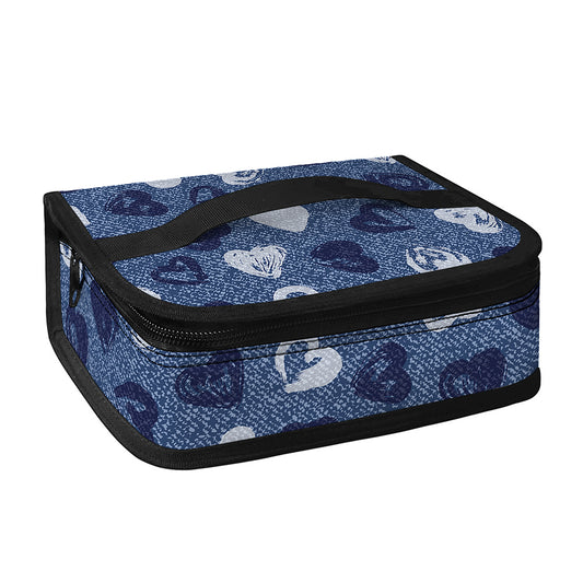 Heart Denim Jeans Pattern Print Small Lunch Bag
