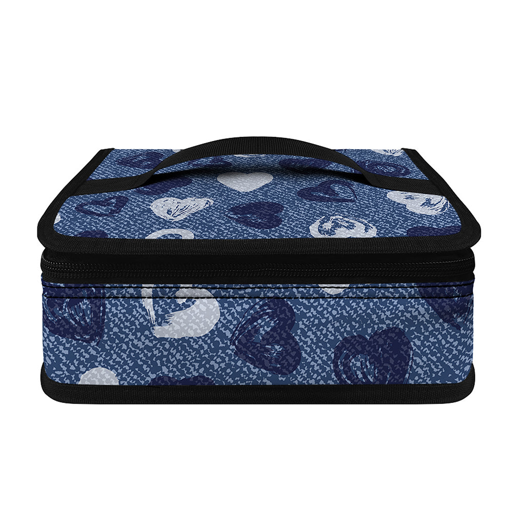 Heart Denim Jeans Pattern Print Small Lunch Bag