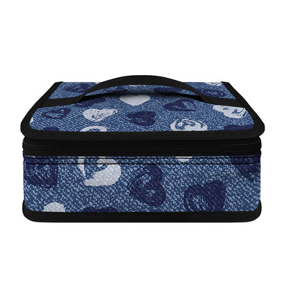 Heart Denim Jeans Pattern Print Small Lunch Bag
