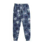 Heart Denim Jeans Pattern Print Sweatpants