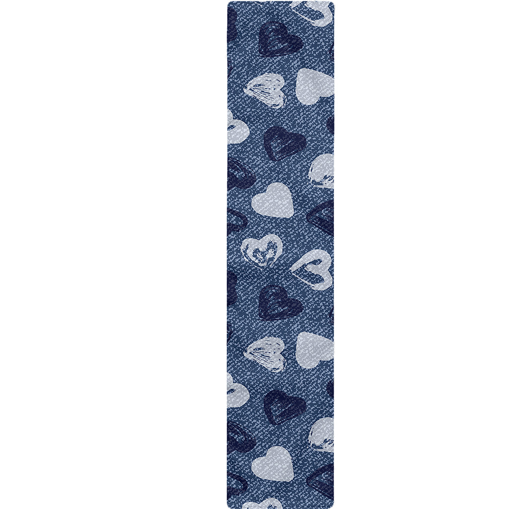 Heart Denim Jeans Pattern Print Table Runner