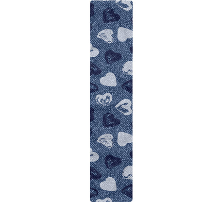 Heart Denim Jeans Pattern Print Table Runner
