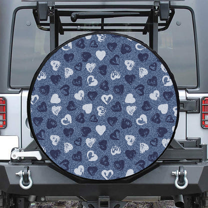 Heart Denim Jeans Pattern Print Tire Cover