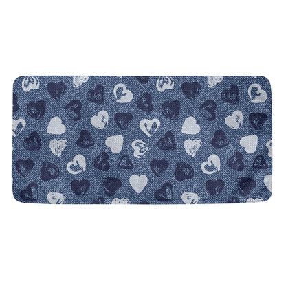 Heart Denim Jeans Pattern Print Towel