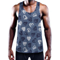 Heart Denim Jeans Pattern Print Men's Workout Tank Top