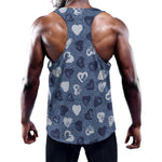 Heart Denim Jeans Pattern Print Training Tank Top