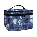 Heart Denim Jeans Pattern Print Travel Makeup Bag