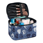 Heart Denim Jeans Pattern Print Travel Makeup Bag