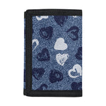 Heart Denim Jeans Pattern Print Trifold Wallet
