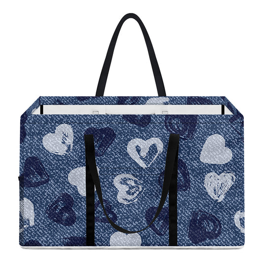Heart Denim Jeans Pattern Print Utility Tote Bag