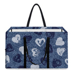 Heart Denim Jeans Pattern Print Utility Tote Bag