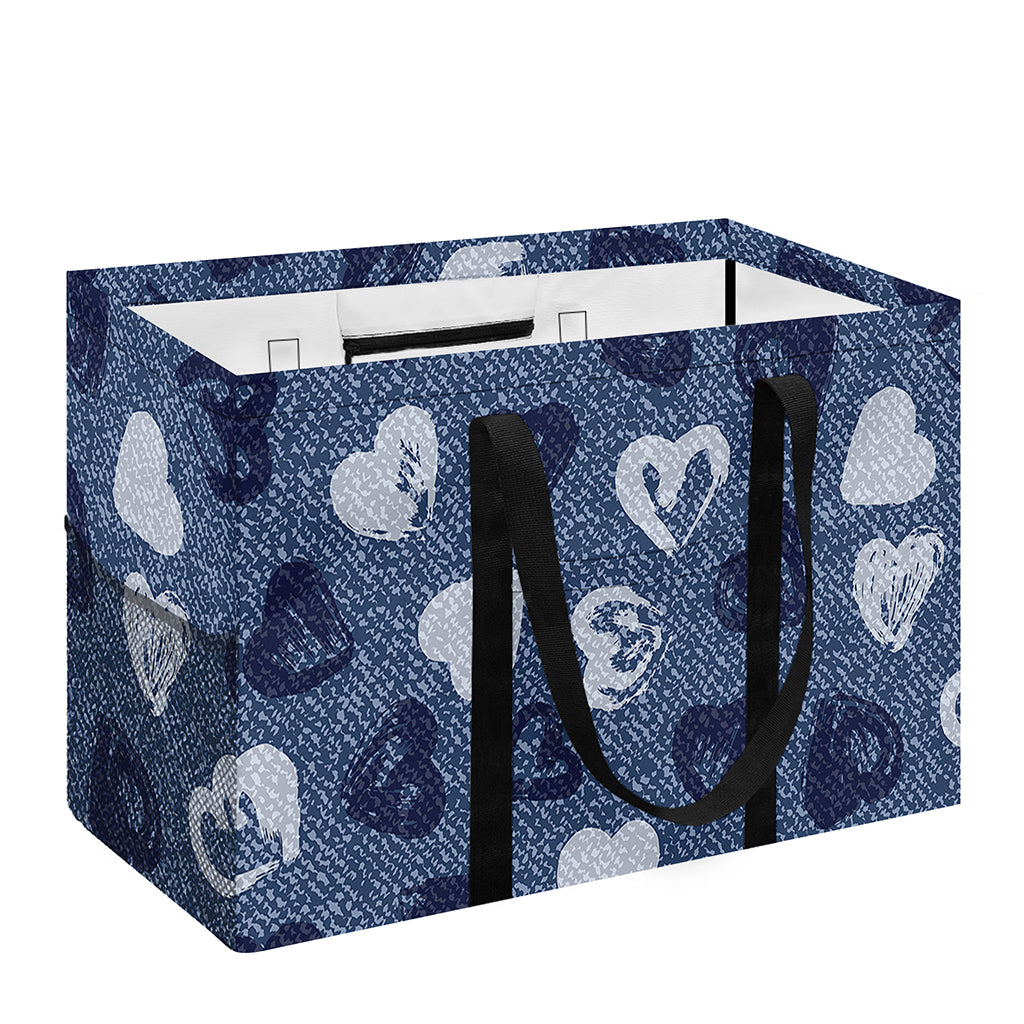 Heart Denim Jeans Pattern Print Utility Tote Bag