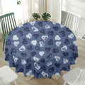 Heart Denim Jeans Pattern Print Waterproof Round Tablecloth
