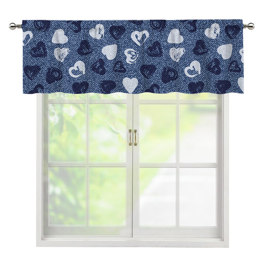Heart Denim Jeans Pattern Print Window Valance
