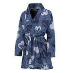 Heart Denim Jeans Pattern Print Women's Bathrobe