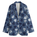 Heart Denim Jeans Pattern Print Women's Blazer