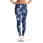 Heart Denim Jeans Pattern Print Women's Leggings