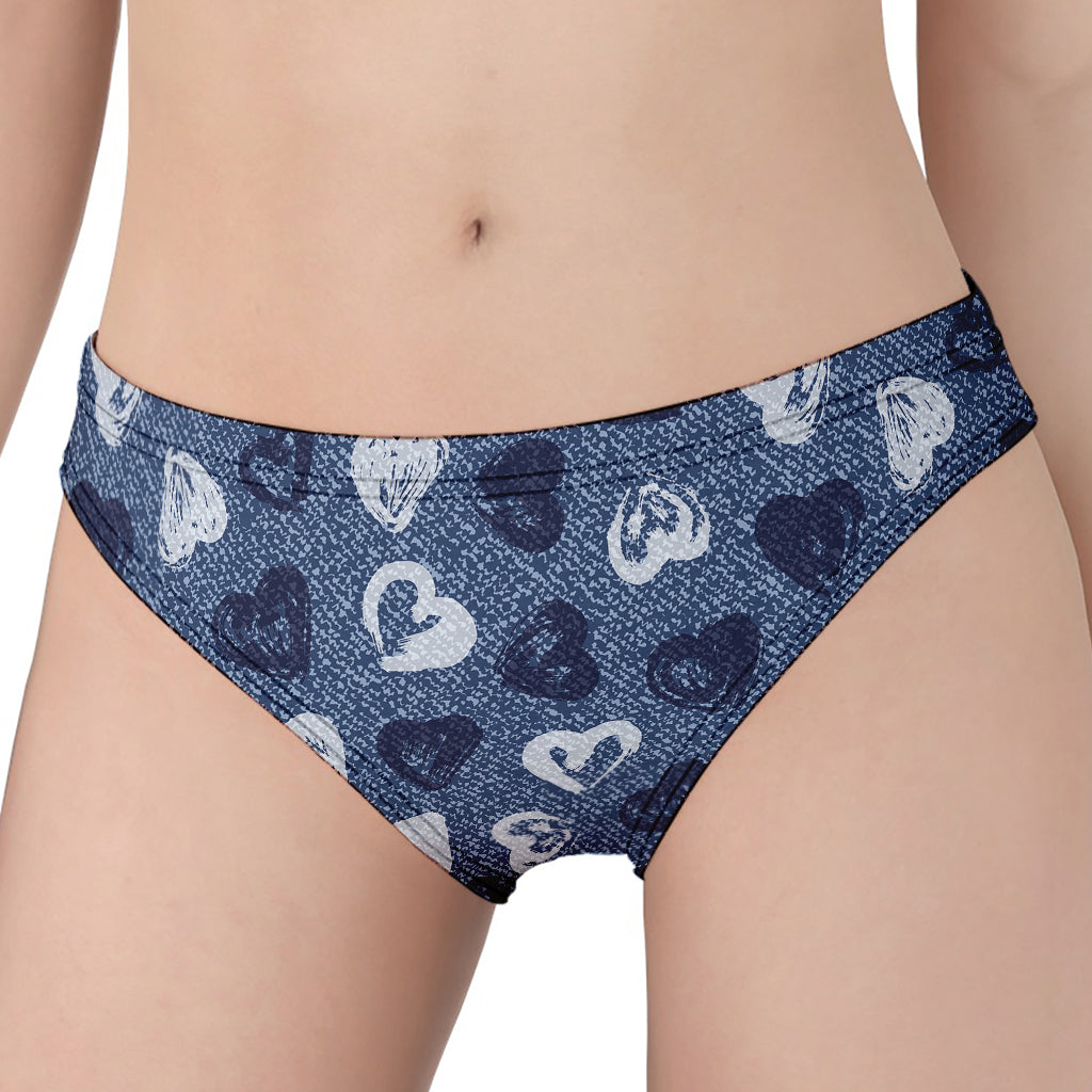 Heart Denim Jeans Pattern Print Women's Panties