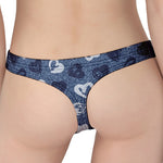 Heart Denim Jeans Pattern Print Women's Thong