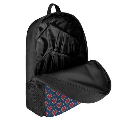 Heart Knitted Pattern Print 17 Inch Backpack