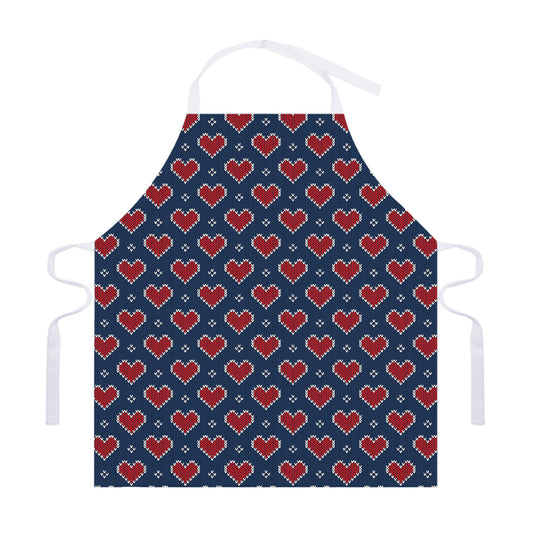 Heart Knitted Pattern Print Adjustable Apron