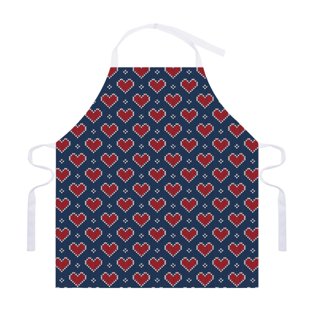 Heart Knitted Pattern Print Adjustable Apron