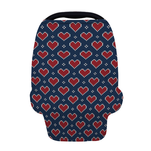 Heart Knitted Pattern Print Baby Seat Cover