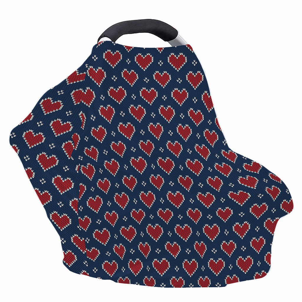 Heart Knitted Pattern Print Baby Seat Cover
