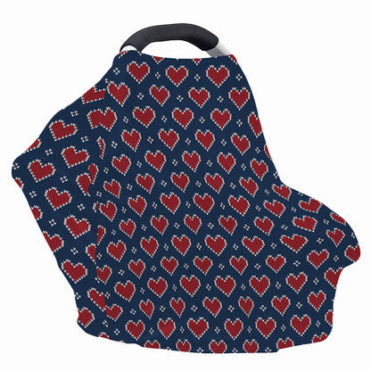 Heart Knitted Pattern Print Baby Seat Cover