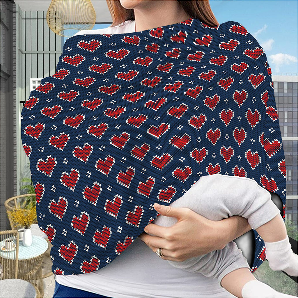 Heart Knitted Pattern Print Baby Seat Cover