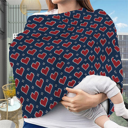 Heart Knitted Pattern Print Baby Seat Cover