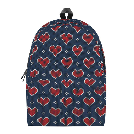 Heart Knitted Pattern Print Backpack