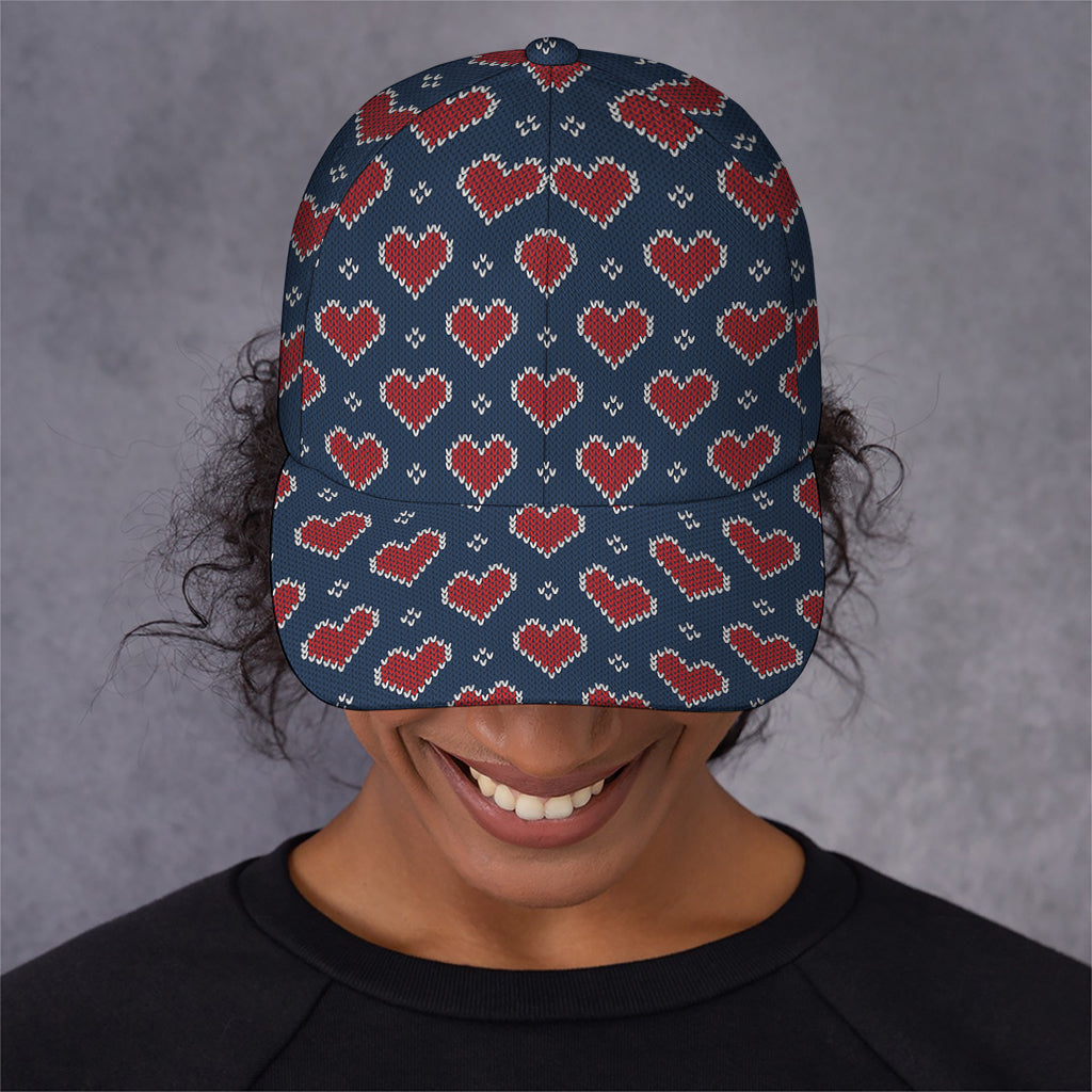 Heart Knitted Pattern Print Baseball Cap