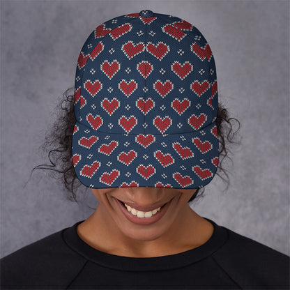 Heart Knitted Pattern Print Baseball Cap