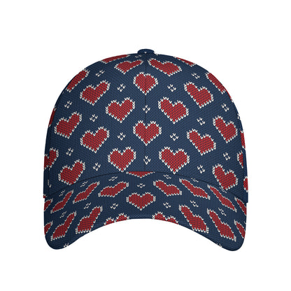 Heart Knitted Pattern Print Baseball Cap