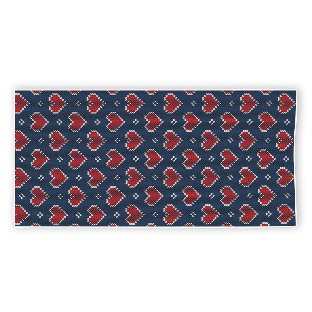 Heart Knitted Pattern Print Beach Towel