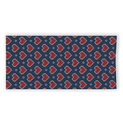 Heart Knitted Pattern Print Beach Towel