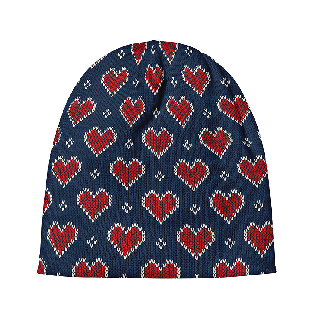 Heart Knitted Pattern Print Beanie